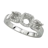 3 Diamond 1/4 ct. Semi Mount Bridal Engagement Ring in 14K White Gold