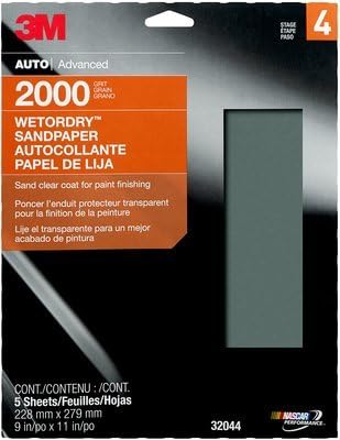 3M(TM) Wetordry(TM)Sandpaper, 32044, 2000 Grit, 9 inch x 11 inch, 5 sheets per pack You are purchasing the Min order quantity which is 20 PACK