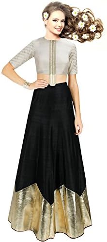 EthnicDresses Women's Traditional Evening Partywear Lehenga Black Silver