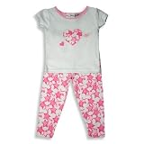 B.T. Kids - Toddler Girls 2-Piece Short Sleeved Cotton Pajama Set, Pink, White