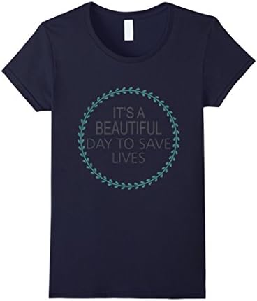 Women's It's A Beautiful Day to Save Lives Grey Anatomy shirts Large Navy