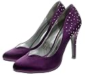 Vintage Look Pumps Satin, Strass, Lila (P67n)