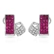 Earrings With 5.65ctw Precious Stones - Genuine Clean Diamonds and Rubies 18K White Gold. Total item weight 14.2g Length 19mm
