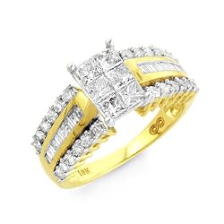 1.50 Carat Princess-Cut Diamond Bridal Engagement Ring in 10K Two-tone Gold Size-7