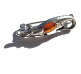 Baltic Honey Amber Sterling Silver Museum Collection Crocodile Pin 19th Century