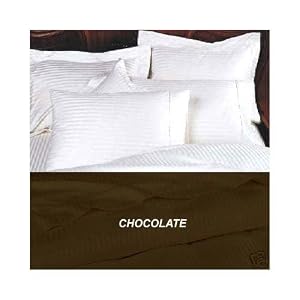 MARRIKAS 600TC Egyptian Cotton KING/CALIFORNIA KING CHOCOLATE STRIPE DUVET COVER SET SET