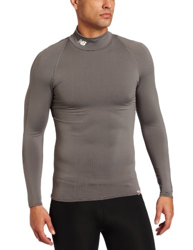 New Balance Mens Compression Mock Neck, Grey, Medium