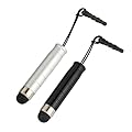 2 x Stylet Mini en Argent et Noir avec Adaptateur 3.5mm pour Les �crans Tactiles de Tablettes et les Smartphones (iPhone, iPad, Samsung, Motorola, LG, HTC, Blackberry)