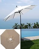 9 ft Deluxe Auto Tilt Aluminum Patio / Market Umbrella by Galtech - Beige Color