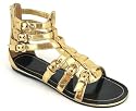 METALLIC STRAPPY BUCKLE ROMAN SANDAL