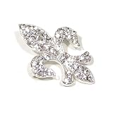 Clear Austrian Rhinestone Fleur de lis Silver-Tone Brooch Pin