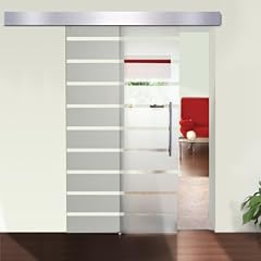 Glasschiebet�r Glast�r Schiebet�r Alublende gestreift 205 x 90 cm