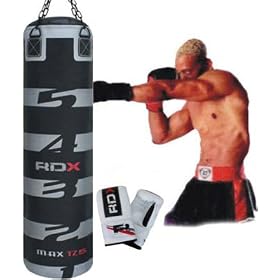 RDX Professional Heavy Rex Leather Filled Punch Bag + Boxing Gloves - 4FT & 5FT