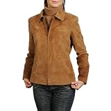 BGSD Women's Classic Zip Front Suede Leather Jacket in Brown, Caramel, or Tobacco - Misses & Petite