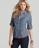 Tommy Hilfiger Top, Chambray Roll Tab Shirt