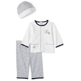 Little Me Nautical 3 Piece Take Me Home Pant Set, White/Navy