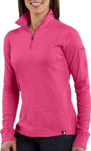 Carhartt WK121 Womens Quarter-Zip Thermal Knit Morning Rose Large