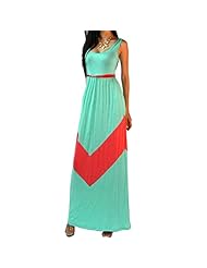 Rayon Empire   Waistline Chevron Print Sleeveless Summer Maxi Dress 