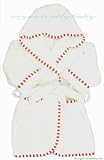 Organic Cotton Terry Toddler's and Kid's Bath Robe (Natural with
Red Accent) by Under The Nile