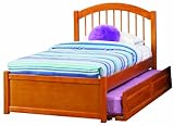Windsor Twin Platform Bed with Flat Panel Footboard, Caramel Latte with Tru ....