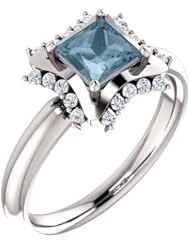 18K White Gold Princess Cut Blue and White Diamond Geometric-Inspired Ring -- LIFETIME WARRANTY