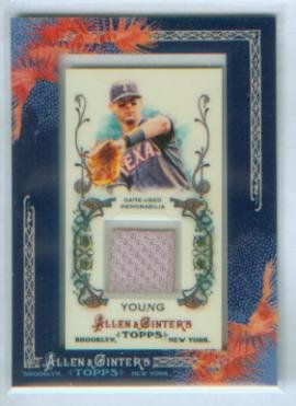 Michael Young 2011 Topps Baseball Allen & Ginter's Game Worn Jersey Swatch Relic Card #AGR-MY / Texas Rangers