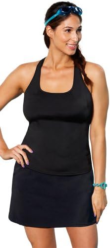 Aquabelle Chlorine Resistant! Black Racerback Skirtini Women's Swimwear