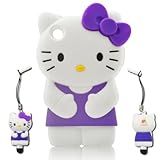 I-need Hello Kitty 3d Ipod Touch 4 Soft Silicone Case Cover Faceplate Protector with 3d Hello Kitty Stylus Pen for Itouch 4g 4th Generation, Purple