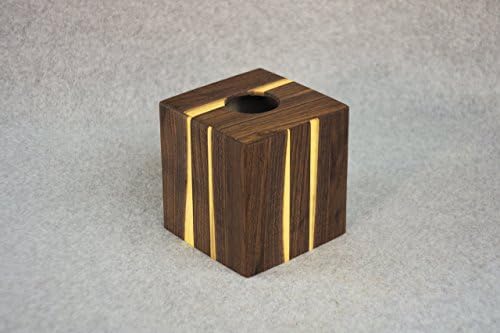 Tissue Box Cover - Wooden - Dark and Blonde Walnut - Fits Cubed Size Kleenex® 80 2-Ply or Puffs® 56 2-Ply Tissue Boxes