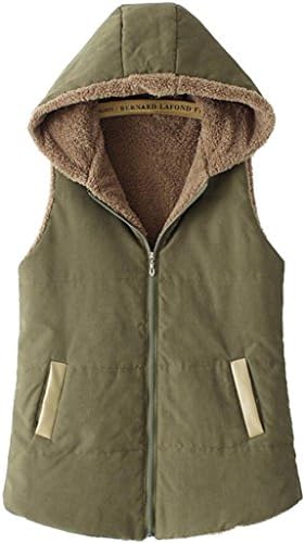 Women's PU Patchwork Waistcoat Padded Vests Plus Size X153(Army Green,Large)