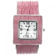 Women's Designer Pink Faux Leather Bangle Watch