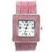 Women's Designer Pink Faux Leather Bangle Watch