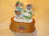 My Blushing Bunnies - Girls with Fruit Basket Double Musical Figurine # 932442 by ENESCO
