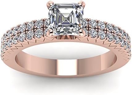 Pave Set 1.30 Ct Asscher Ideal Cut Diamond Matrix 14K Gold Engagement Ring GIA (G Color, VVS1 Clarity)