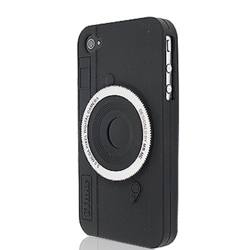 Cool Camera Design Silicone Case Cover for Apple iPhone 4 4G 4S AT and T Verizon Black