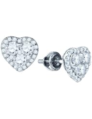 1.10ctw Heart Shape Diamond Stud Halo Earrings