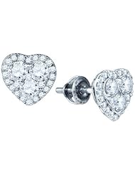 10KT White Gold 1.10 CTW Diamond HEART Earrings