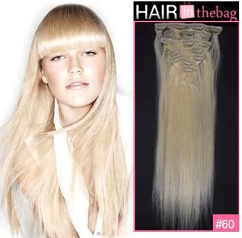 White Blonde(#60) Straight 15"-22" 70g-80g 7PCS Clip In Indian Remy Hair Extensions