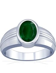 18K White Gold Oval Cut Emerald Solitaire Ring