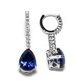 18K White Gold Tanzanite and Diamond Earrings