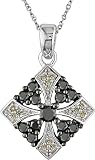 14K White Gold 1/2 ctw Black and Brown Diamond Pendant
