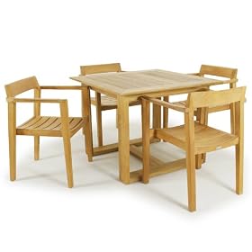 70174 5pc Horizon Teak Square Furniture Dining Set for 4 by Westminster Teak Furniture