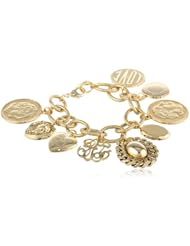Yochi Coin and Charm 14k Gold Plated Bracelet