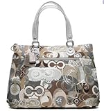 IMAGE OF Coach Signature Poppy Pop C Glam Tote Khaki Multi