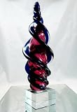 Hand Blown Glass Dark Wave Twist Pink Sculpture