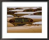 Close-Up of Tops of School Buses in a Parking Lot, Brooklyn, New York Framed Art Poster Print by Todd Gipstein, 22x18