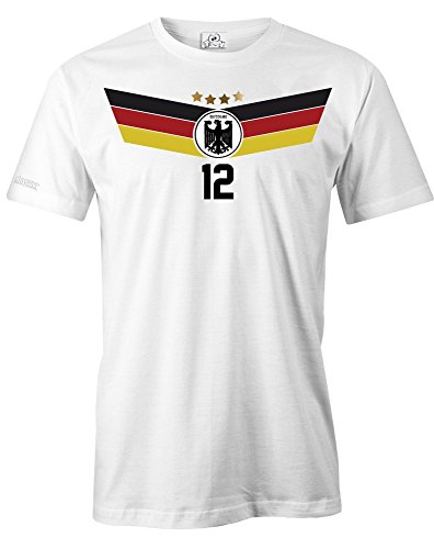 DEUTSCHLAND FAN T-SHIRT EM 2016 – WUNSCHNAME und NUMMER – HERREN – T-SHIRT in Weiss by Jayess Gr. XXL