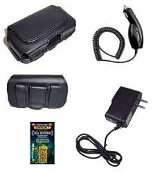 Cell Phone Accessories Bundle for Verizon LG VERSA VX9600, VX-9600 (Includes; Premium Leather Side Carry Case, Rapid Car Charger, Home Wall Charger, Generation X Antenna Booster)