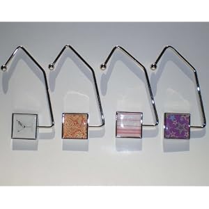 Buy 4 Mixed Square Purse Hooks- Assorted Designs by SilverHooks