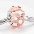 Murano Style Glass Lampwork Bumpy Bead Fits Pandora Peach Pink White 15mm (1)